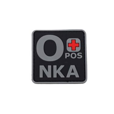 Imagem de Ruoming 1 peça de adesivos táticos de tipo sanguíneo, 5 x 5 cm, PVC 3D, fecho de gancho (cinza O+)