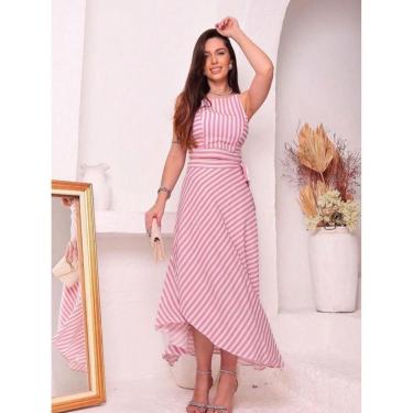 Imagem de CONJUNTO FEMININO SAIA MIDI ENVELOPE E TOP CROPPED REGATA ALCINHA LISTRADO-Feminino