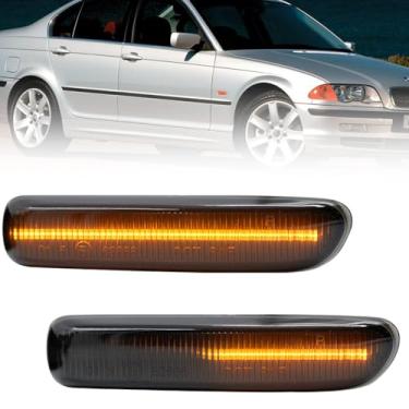 Imagem de Lâmpadas laterais esfumadas para BMW E46 1999-2001 Série 3 Sedan E46 e 1999-2003 Série 3 Coupe E46 Amber LED frontal Sidemarker Dynamic Sequencial pisca-pisca de seta