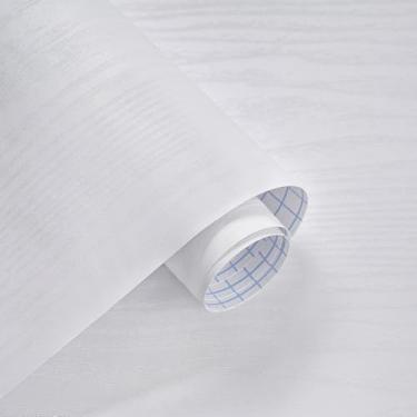Imagem de Papel de contato de madeira espessa, papel de parede de madeira branca, papel de parede branco para descascar e colar papel de parede branco vintage papel de parede autoadesivo e removível, rolo de filme de grãos, prateleira de armário de mesa, forro de desenho