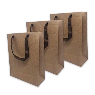 Imagem de Kit 50 Sacolas De Papel Kraft P Com Alça Prática 20 cm