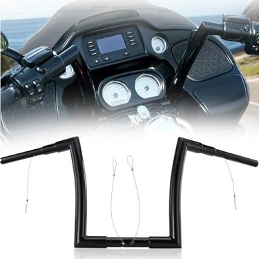 Imagem de TIGERSGATE Guidão preto brilhante 3,5 cm Fat 40.6 cm Rise para Harley Touring Road Glide FLTRX Custom/FLTRXS Special/FLTRU Ultra Models 2015-2023