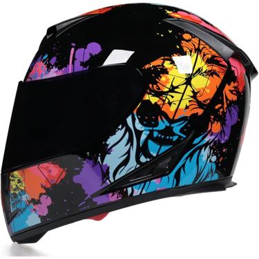 Imagem de Capacetes De Motocicleta Dupla Viseira Capacete De Rosto Completo Para Adultos Jovens Homens & Mulheres Modular Capacete De Motocicleta De Rosto Completo Aprovado Pela Ece/dot Capa, I, L/57-58CM
