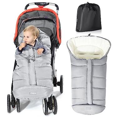 Imagem de Orzbow Bolsa térmica universal, saco de dormir para carrinho de bebê, proteção para pés à prova d'água (bege, grande)