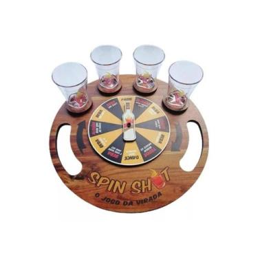 Imagem de Jogo Roleta Spin Shot Virada de Bebida Drink Tequila Cachaça 4 Copos G