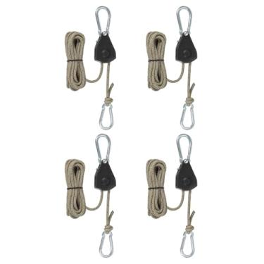 Imagem de PATIKIL 4 peças cabides de corda ajustáveis, 1/20.3 cm x 2.4 m Ratchet Grow Light Hangers Refletor Reforçado Interno Engrenagem Catraca para Pendurar Caiaque, Preto