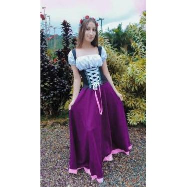 Imagem de Vestido Alemã saia longa rustico roxo oktoberfest exclusivo - Princesa