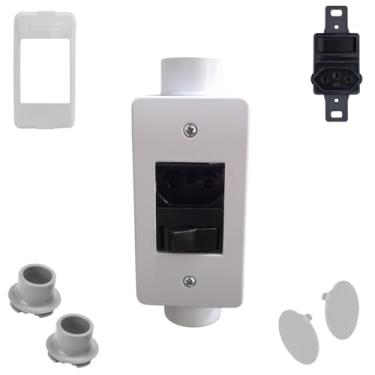 Imagem de KIT Interruptor C/Tomada Preta Flex + Condulete Sobrepor 1pol PVC Antichamas (Branco)