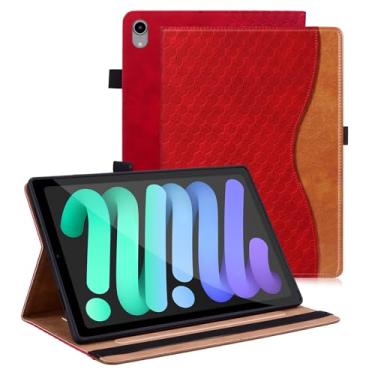 Imagem de Varohix Capa para iPad Mini 5 2019, iPad Mini 4 2015 capa fólio de couro PU capa protetora com suporte de visualização em vários ângulos com bolso para lápis para iPad Mini 5/4/3/2/1-vermelha