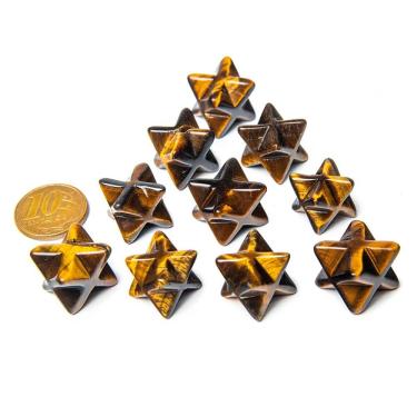 Imagem de 10 Merkabah Olho de Tigre Pedra Lapidada Natural Sem furo