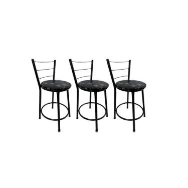 Imagem de Kit 3 Banqueta Balcão Baixa Preto Bar Gourmet Cozinha Lazer Área - For