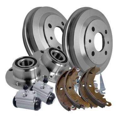 Imagem de Kit Freio Traseiro Compatível com Palio Siena com Tambores HF36 Cubos CRC03013 Sapatas FI97-CPA Cilindros C3472