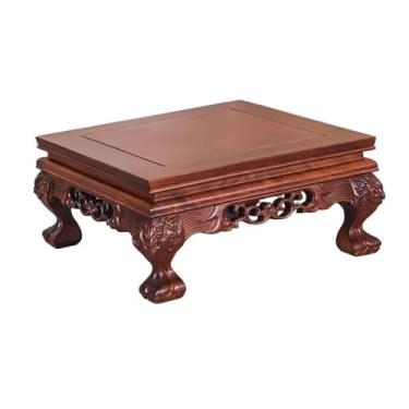 Imagem de ZzleoyuUUs-12 Suporte de exibição base de planta base de exibição quadrada ébano, suporte de bonsai de vaso de chá para decoração de escritório em casa (grande)