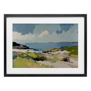 Imagem de Stupell Industries Impressão emoldurada preta brisa verde costeira design sob vidro por Elara Yasna, 43 x 58
