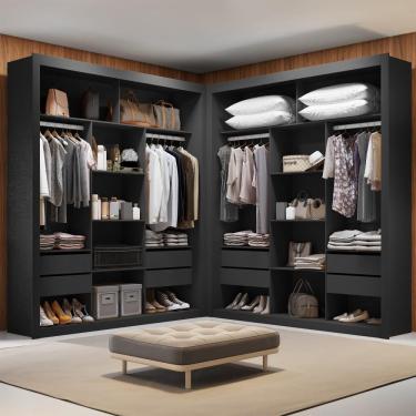 Imagem de Closet Casal Premium 8 Gavetas Amoudi Móveis Preto Tx