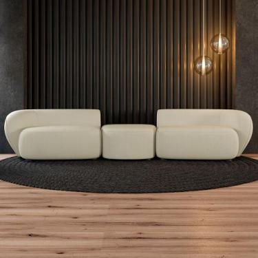 Imagem de Sofá Versátil Sala de Estar Egito 342cm Modulado Bouclê Bege Claro G52