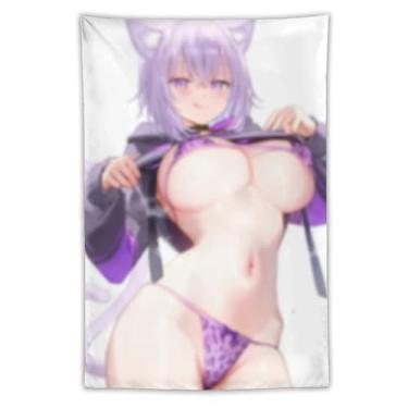 Imagem de LIEGBMEU Tapeçaria de biquíni sexy anime menina 101.6 cm x 152.4 cm interior exterior parede colcha arte decoração de tapeçaria caprichosa, AD34