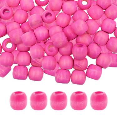 Imagem de Mandala Crafts 200 contas de madeira rosa de barril grande para artesanato macramê DIY joias trança contas de cabelo dreadlock