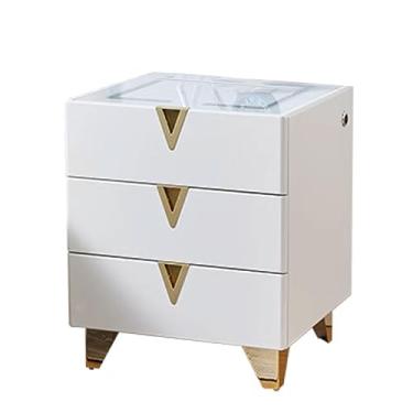 Imagem de Mesa de cabeceira com tela de LED sensível ao toque para quarto, sala de estar, mesa de cabeceira moderna com desbloqueio inteligente de impressões digitais