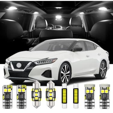 Imagem de 12 peças de substituição de luzes LED internas para Nissan Maxima 2016-2020 lâmpada interna de LED branca com ferramenta de instalação