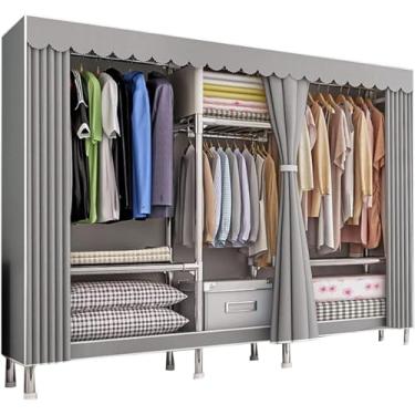Imagem de Armários Portáteis Grande Guarda-roupa De Tecido Portátil Closet Walk-in Closet Rack De Secagem De Roupas Estrutura De Aço Guarda-roupa Montado Armário Cabide Dobrável Sistema De Organizaçã