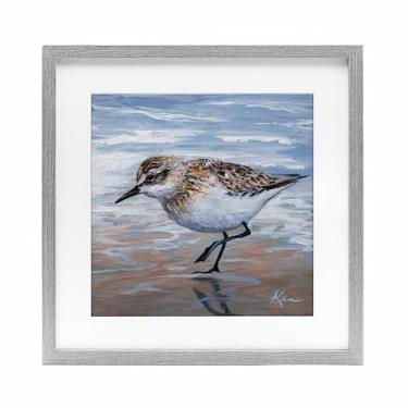 Imagem de Stupell Industries Pintura Sand Piper Shore Impressão emoldurada cinza design sob vidro por Lindsay Kivi Fine Art, 33 x 33