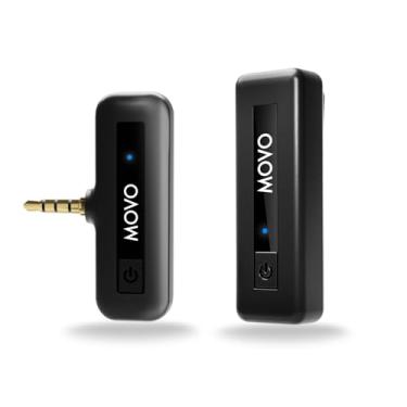 Imagem de Movo Mini microfone de câmera sem fio para gravação de vídeo - Transmissor sem fio de 2,4 GHz com microfone de lapela de clipe para DSLR, câmera sem espelho - Microfone de lapela compacto (alcance de
