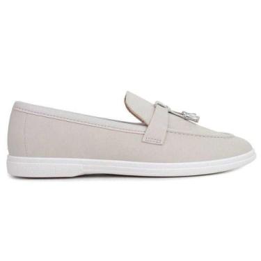 Imagem de Sapato Feminino Moleca Mocassim Loafer Slip On, Cinza, 36