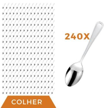 Imagem de Jogo Restaurante 240 Pçs Colher Inox Reforçada Casa / Bar - Em casa te