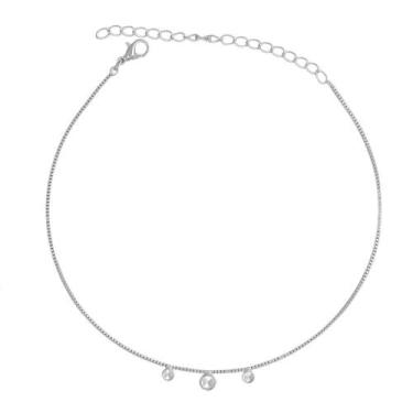 Imagem de Tornozeleira Feminina Ponto Luz Triplo Folheada Prata 925 - Papillon S