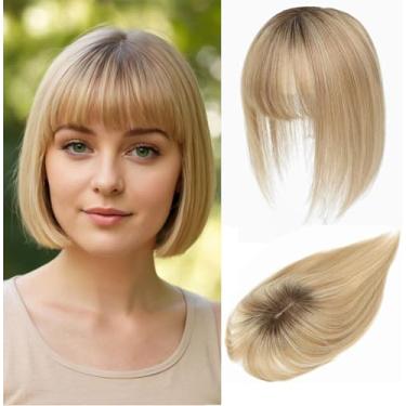 Imagem de Toppers de cabelo para mulheres, cabelo humano real com franja, costura à mão, cobertura 360° 3D natural para cabelos finos para mulheres com queda de cabelo, base suíça (4T10/16#)