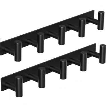 Imagem de VINHOLD Cabide montado na parede com 5 ganchos, ganchos de parede de metal para pendurar toalhas, casacos, ganchos de aço inoxidável, cabide de chapéu, cabide de toalha para entrada, banheiro, cozinha