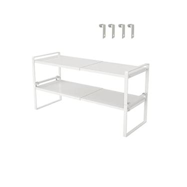 Imagem de Estante de livros prateleira de armazenamento de arte de ferro rack de armazenamento de mesa estante de revistas rack de arquivo de escritório estante de dois andares estante de livros preto/branco