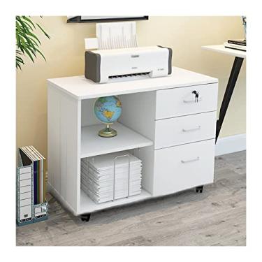 Imagem de SISWIM Armário de arquivo para escritório doméstico armário de arquivo móvel de madeira armário de armazenamento para armário/escritório 3 gavetas com armário de arquivo de porta armazenamento com 4