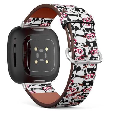 Imagem de Pulseira de couro para smartwatch compatível com Samsung Galaxy Watch 6/Classic, Galaxy Watch 5/PRO, Galaxy Watch 4 Classic, pulseira de couro (Pandas)