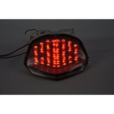 Imagem de Topzone Lightings Lanterna traseira de LED para motocicleta com lentes fumadas, luz traseira de freio com indicadores de luz de seta integrados para Kawasaki 08-12 Ninja 250R EX250