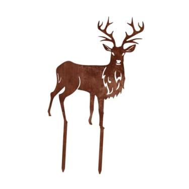 Imagem de Fenteer Estaca de jardim de Natal, placa de rena, plugue de ferro exclusivo, estaca de jardim, decoração de Natal para gramado externo, pátio