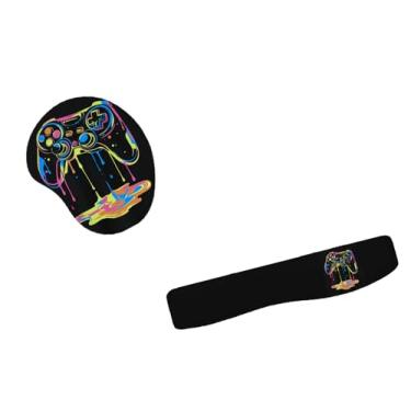 Imagem de Kit Mouse Pad e Apoio de Teclado - Controle Neon