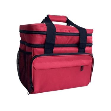Imagem de KiBcsLic Organizador de medicamentos Bolsa de primeiros socorros com zíper suave Bolsa de armazenamento médico portátil Caixa de primeiros socorros para, Vermelho