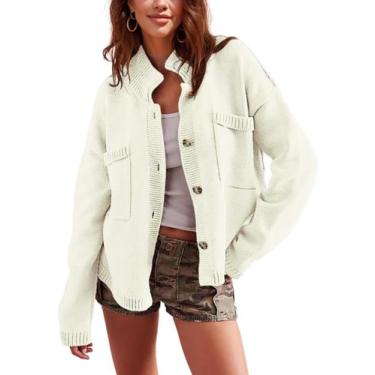 Imagem de Suéter Cardigan Antnation para mulheres, outono, manga comprida, bege