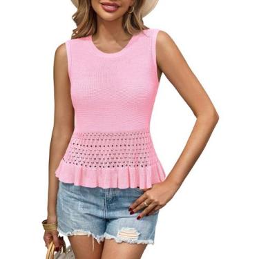 Imagem de Camiseta regata de crochê Saodimallsu feminina com babados