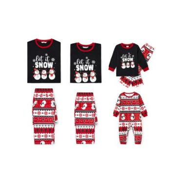 Imagem de Pijamas de Natal PATPAT Family Matching Sets femininos M preto/vermelh