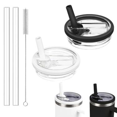 Imagem de Tianhengyi Substituição de tampa de copo de 1,134 g compatível com Stanley Quencher, preto + branco