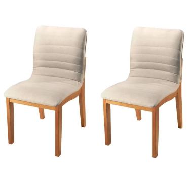 Imagem de Kit 2 Cadeiras Sofia Estofadas Tecido Linho Valverde Cor Bege