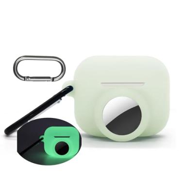 Imagem de Capa verde brilhante 2 em 1 compatível com Airpods Pro 3 e AirTag, suporte de silicone para rastreador GPS, macio, à prova de choque, antiarranhões, antiperda, verde brilhante