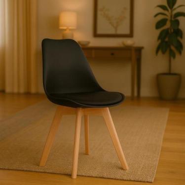 Imagem de Cadeira De Jantar Cozinha Empório Tiffany Saarinen Base Wood - Lar Tex