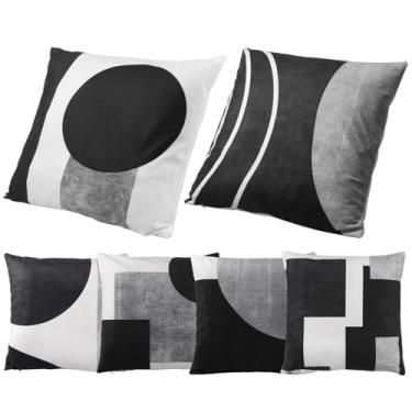 Imagem de 6 peças de capas de almofada abstratas, pelúcia macia de toque 17,72 × 45 cm, capas de almofada de arte abstrata, fronhas de estilo moderno, capas para decoração de sofá de casa