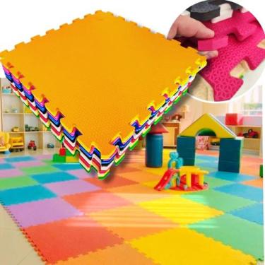 Imagem de Kit 20 Placas Tatame EVA Tapete Brincadeira Exercícios 50x50cm 10mm de