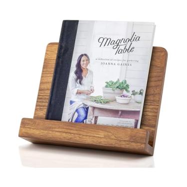 Imagem de Lindo suporte de livro de receitas para seu balcão de cozinha – suporte de madeira maciça mantém facilmente livros de culinária ou receitas abertos para cozinhar convenientemente – se encaixa