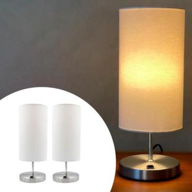 Imagem de Kit 2 Abajur De Mesa Clássico Redondo Com Interruptor Com Cúpula Para 